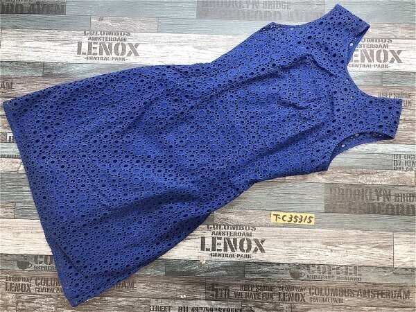 ADOLCO レディース 透け 刺繍 ノースリーブワンピース 36 青拍卖