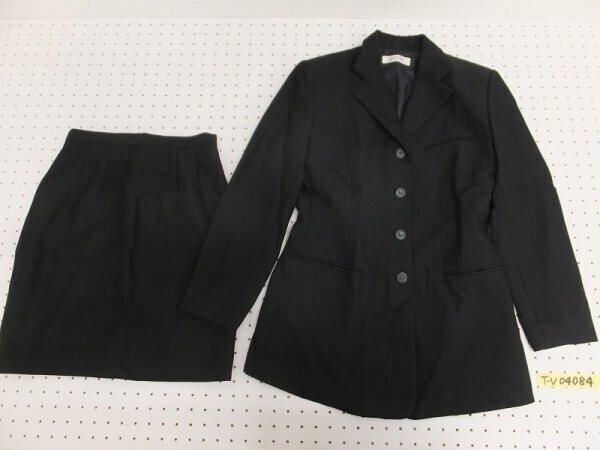 GIO SPORT ジオスポーツ レディース 日本製 ウール混 スカート ジャケット スーツ 上下セット 2点セット 黒 ブラック 9拍卖