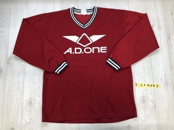 A.D.ONE メンズ ロゴプリント 鹿の子生地 プルオーバー カットソー L 赤白紺拍卖