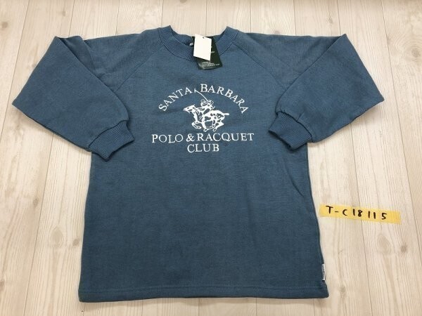 新品!SANTA BARBARA キッズ ビッグロゴプリント 裏起毛 トレーナー 140 青拍卖