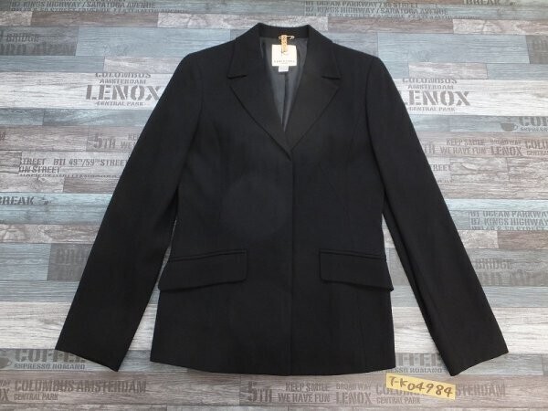 美品!KUMIKYOKU 組曲 クミキョク レディース 肩パッド入 比翼 秋冬 ジャケット B78-82 H87-91 T158-164 黒拍卖