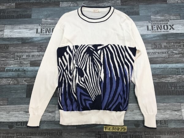 MASTERS マスターズ メンズ ゴルフ 柄入 ニットセーター L 白紺拍卖