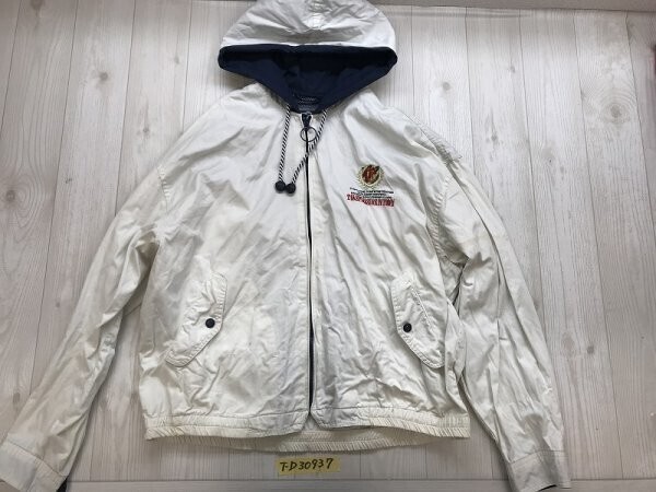 CITY CATS メンズ 韓国製 バックプリント ワンポイント刺繍 パーカー ブルゾン L 白紺他拍卖