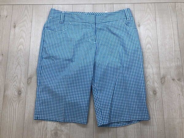 adidas アディダス GOLF ゴルフ トラッド レトロ スポーツ チェック ジャージー ハーフ ショート パンツ ボトムス レディース 8 水色拍卖