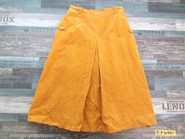 POLONIA レディース コーデュロイ ボックスプリーツスカート 11 オレンジイエロー拍卖