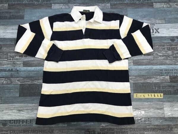 EASTBOY イーストボーイ レディース ボーダー ラガーシャツ 白紺黄色拍卖