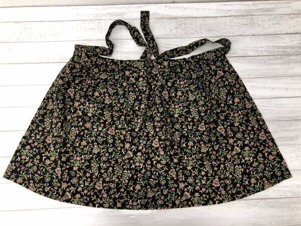 michiko kuge 久家道子 ジャガード 織り柄 レトロ カントリー メルヘン ロマンチック エプロン レディース 綿100% 日本製 黒拍卖