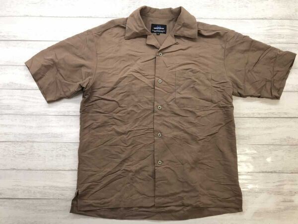 ユニオンステーション UNION STATION メンズビギ MEN'S BIGI アメカジ ストリート オープンカラー 半袖 開襟シャツ メンズ M ベージュ拍卖