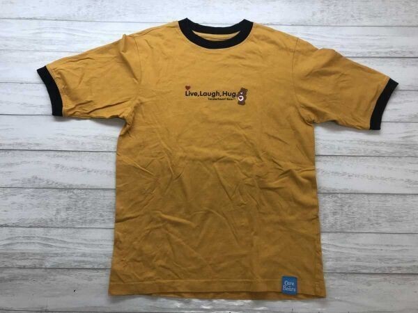 WHO.A.U フーアーユー 韓国ブランド ケアベア Care Bears アメカジ キャラクター プリント リンガー トリム 半袖Tシャツ レディース S 黄色拍卖