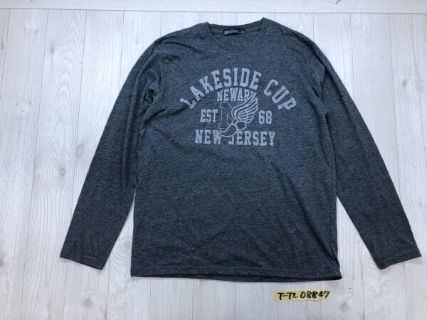 balmy&awaking メンズ 英字プリント ロンT 大きいサイズ LL グレー拍卖