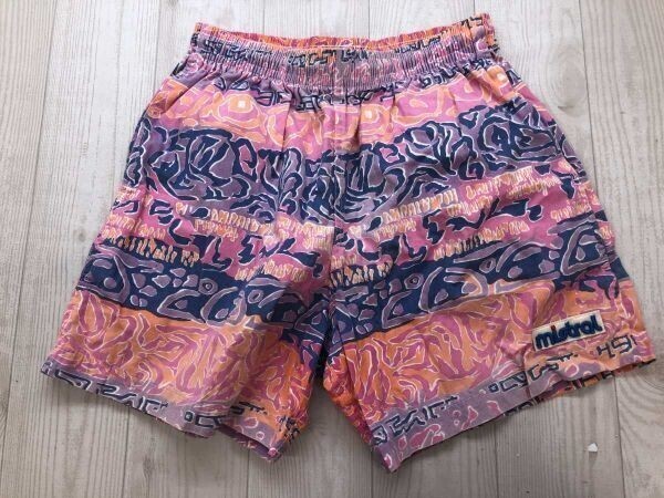 mistral ミストラル レトロ オールド サーフ スキー ショート ハーフ スイム パンツ ボトムス レディース 綿100% 日本製 M オレンジ系拍卖