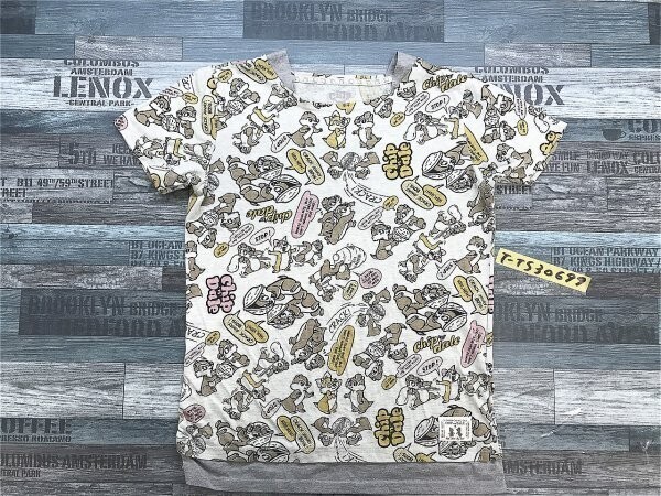 DISNEY ディズニー レディース チップアンドデール 総柄 半袖Tシャツ 大きいサイズ LL グレー拍卖