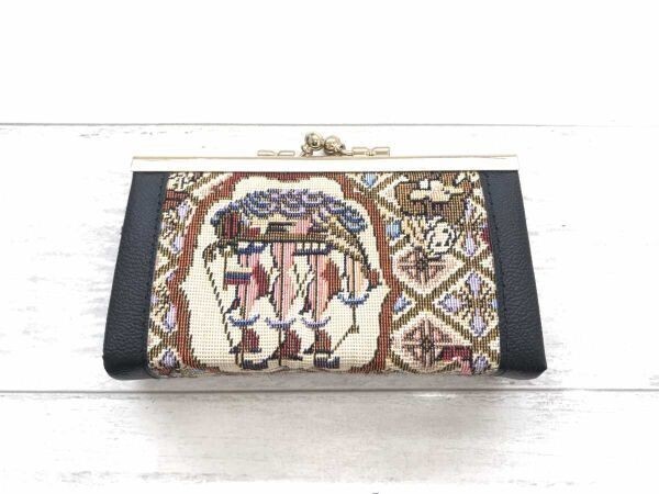 オールド レトロ ゴブラン織り ジャガード 帆船 刺繍 小銭入れ コインケース がま口 男女兼用拍卖