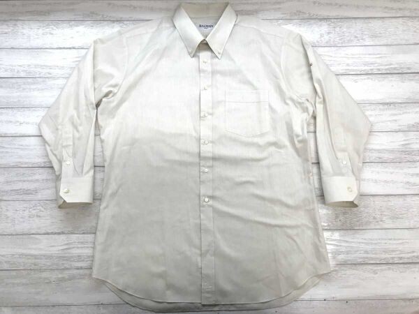BALMAIN バルマン オールド レトロ クラシック ジャガード 小紋柄 ボタンダウン 長袖ドレスシャツ メンズ 日本製 オフホワイト拍卖
