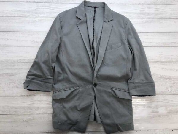 NICOLE Selection ニコル メンズ ネオお兄系 トラッド モード 00s 古着 七分袖 ソフト テーラードジャケット 1つボタン 46 グレー拍卖