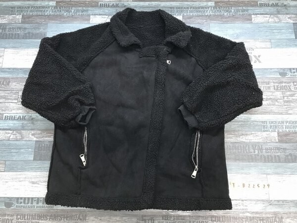 JUNOAH レディース 裏ボア あったか ジップブルゾン ジャケット L 黒拍卖