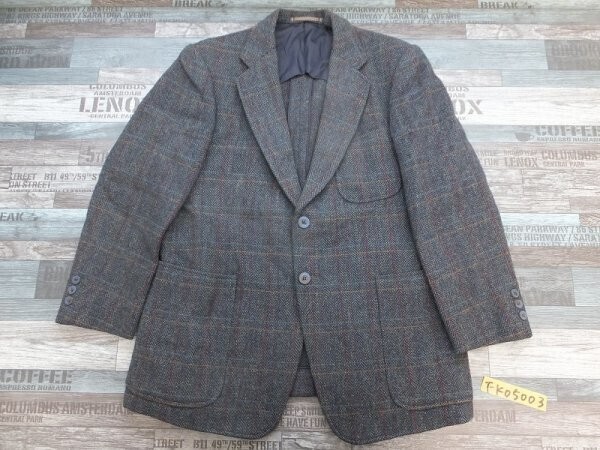 ノーブランド メンズ サイドベンツ チェック 起毛 秋冬 ジャケット ネイビーカラフル拍卖