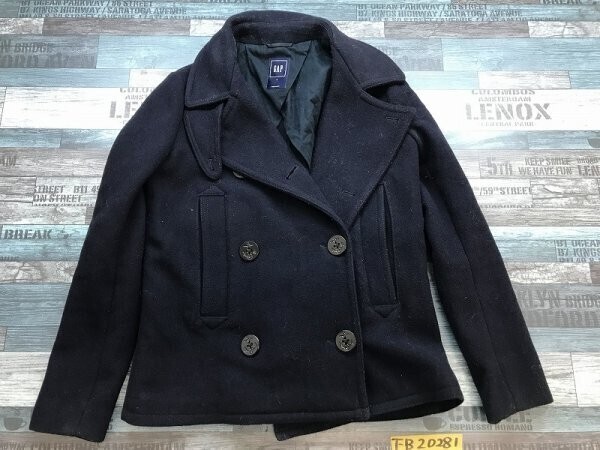 GAP ギャップ レディース ウール混 ダブルボタン Pコート S ネイビー拍卖
