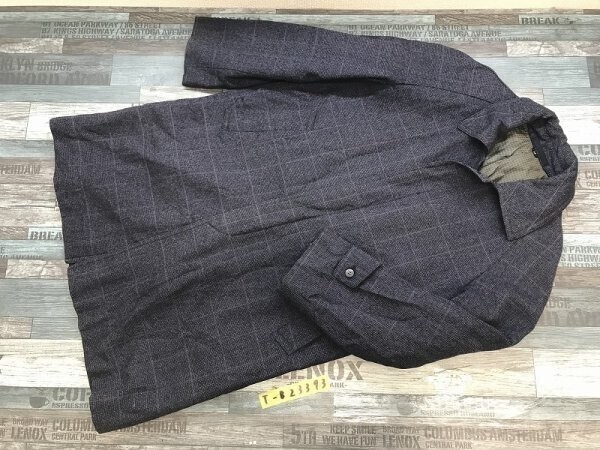 MEN'S COAT メンズ ブロックチェック ロングコート 91 紺拍卖