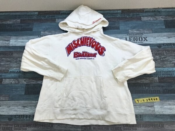 MISCHIEVOUS メンズ 両面プリント フーディー パーカー L 白拍卖