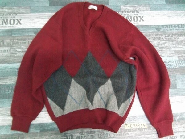 Arnold Palmer アーノルドパーマー メンズ Vネック アーガイル ニットセーター M エンジ拍卖