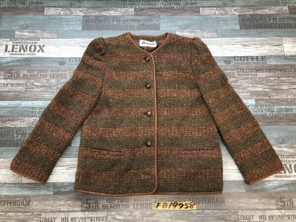 jilsport ツバメコート レディース ウール混 ニットボタン ジャケット 11A2 ブラウン拍卖