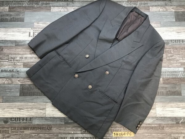 NINA RICCI ニナリッチ メンズ もエアMIX サイドベンツ 肩パッド ダブルボタン ジャケット 94AB4 くすみネイビー 秋冬拍卖