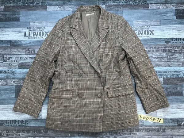 Mila Owen ミラオーウェン レディース 裏地 肩パッド グレンチェック ダブルボタン ジャケット 0 ベージュ茶ボルドー 秋冬拍卖