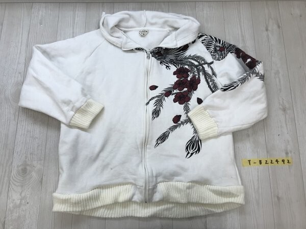メンズ 和風 ラメプリント 裏起毛 フーディー ジップ パーカー 白拍卖
