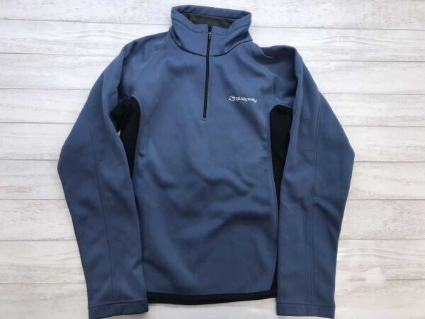 SPRAY WAY スプレーウェイ メンズ 英国アウトドア・ブランド ハイネック ハーフジップ 裏起毛 ジャージー 長袖ジャケット S 青 黒拍卖