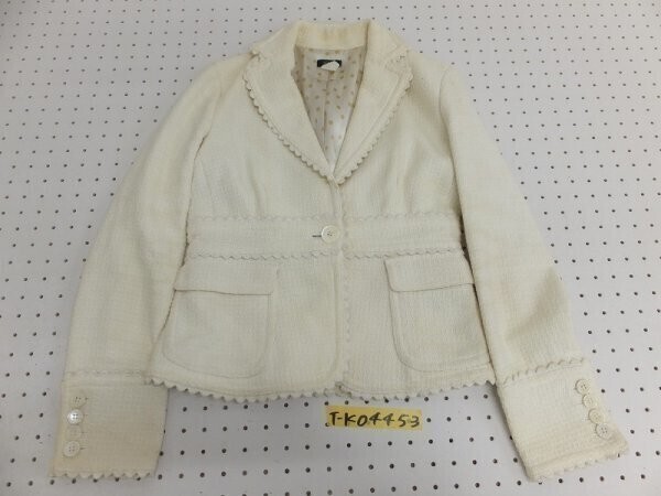 J.CREW ジェイクルー レディース 裏地 コットン 肩パッド 秋冬 フリルジャケット 2 オフホワイトクリーム拍卖