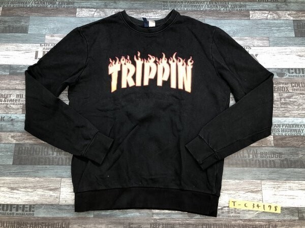 DIVIDED H&M エイチアンドエム メンズ TRIPPIN 裏起毛 トレーナー M 黒拍卖
