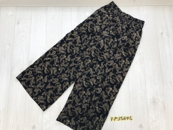 レディース ペイズリー コーディロイ イージー ストレートパンツ M 黒茶拍卖