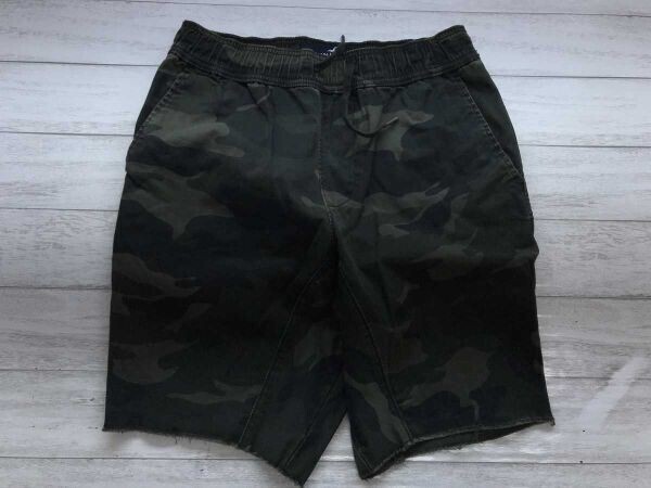 HOLLISTER ホリスター メンズ アメカジ サーフ 古着 ウッドランド迷彩カモフラ 裾カットオフ イージー ハーフ ショート パンツ XS カーキ拍卖