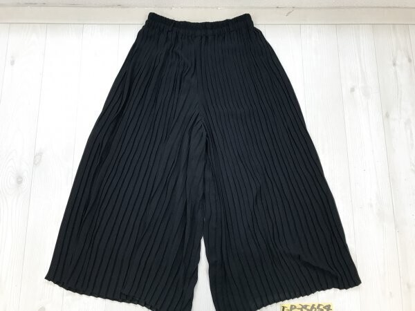 レディース プリーツ フレア ワイドパンツ M 黒拍卖