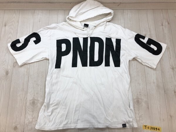 B ONE SOUL ビーワンソウル メンズ 英字プリント 半袖プルパーカー 大きいサイズ XL 白黒拍卖