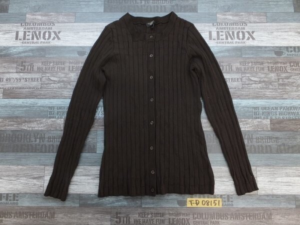 TALBOTS タルボット レディース 丸襟 リブニット レーヨン混 カーディガン P 焦げ茶拍卖