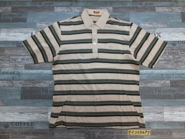 AUDI メンズ 胸ポケットロゴ刺繍 綿 ボーダー 半袖ポロシャツ グレーベージュカーキ黒拍卖