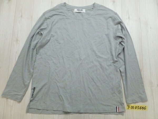PERSON’S NOBUO IKEDA パーソンズ メンズ 裾ロゴプリント レーヨン混 ロンT 長袖Tシャツ M グレー拍卖