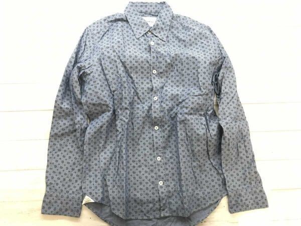 ITALY製 ガリポリ カミチェリア GALLIPOLI camiceria イタリー トラッド ペイズリー総柄 オックスフォード 長袖シャツ メンズ 綿100% 70 紺拍卖