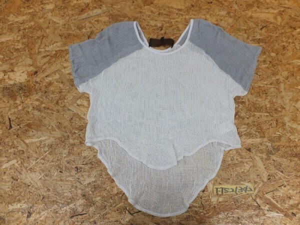 LEYENDECKERENDECKER ライエンデッカー レディース Uネック ローゲージニット ラグラン トップス 白×グレー M拍卖