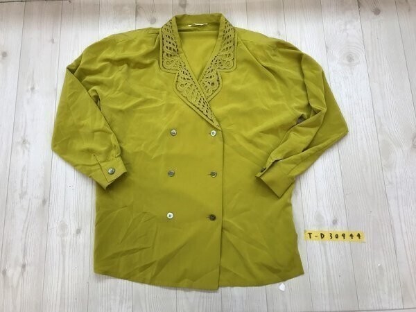 レディース レース切り替え 肩パッド シャツジャケット 11 黄色拍卖