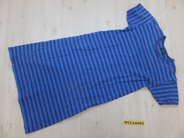 marimekko マリメッコ レディース 綿 ボーダー 半袖Tシャツワンピース 青紫拍卖