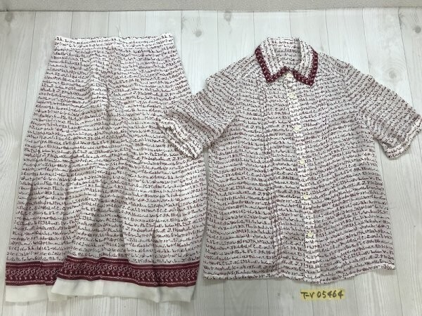 TOP JENNE レディース 薄手 透け ポリエステル 半袖ブラウス・スカート 上下セットアップ 13 白赤拍卖