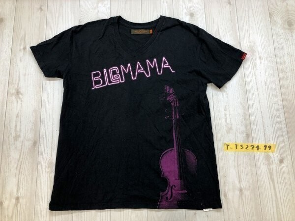 QUENCHLOUD メンズ BIGMAMA プリント 半袖Tシャツ 1 黒拍卖