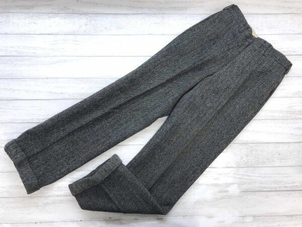 リーガルクラブ REGALCLUB レトロ オールド トラッド ヘリンボーンツイード センタープレス 裾ダブル スラックス パンツ 73 グレー拍卖