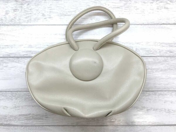 鳥丸軍雪 GNYUKI TORIMARU レトロ ユーロシック エレガント ロイヤル 楕円デザイン 小さめ ハンドバッグ カバン レディース ベージュ拍卖