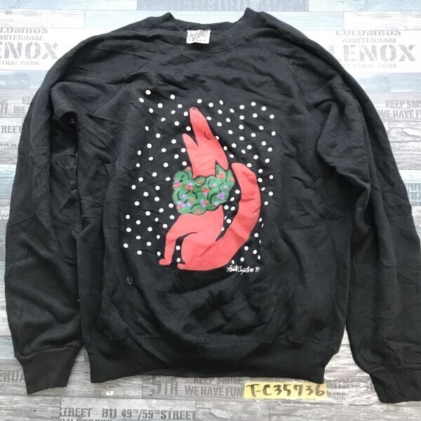 PAINTED COYOTE レディース 裏起毛 コヨーテプリント トレーナー L 黒拍卖