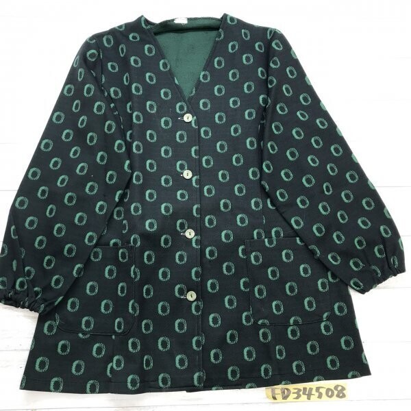 レディース 総柄 Vネック ボタンジャケット グリーン系拍卖