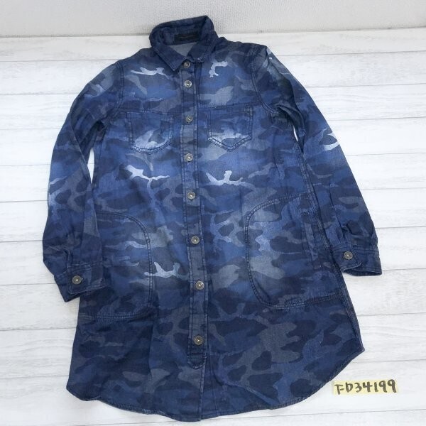 INTER PLANET WINGS インタープラネット レディース 迷彩 カモフラ 綿100% 膝丈 デニムシャツワンピース 002 紺拍卖